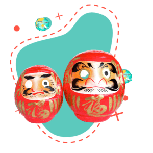 daruma icono japon azul