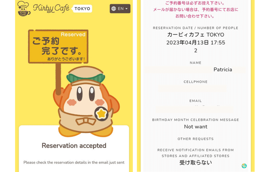 Cómo hacer tu reserva en Kirby Cafe​